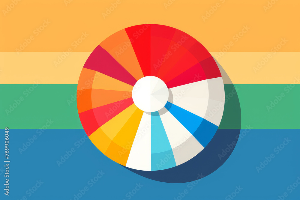 Obraz premium Icon of a beach umbrella and beach ball, Beach Fun, Summer Vacation, Tropical Vibes, Simple Composition