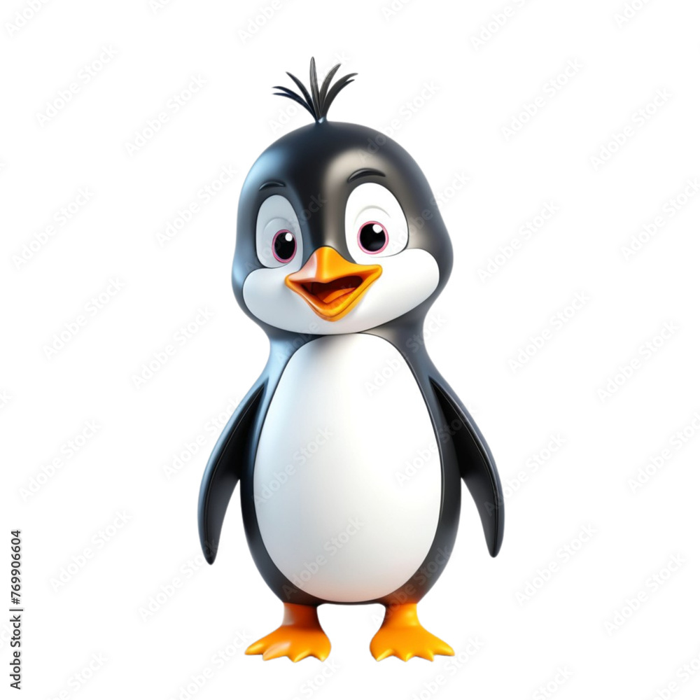 Fototapeta premium 3d rendering of cartoon penguin on Isolated transparent background png. generated with AI