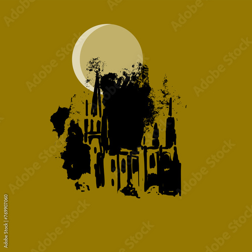 Hand drawn illustration of Catholic Cathedral