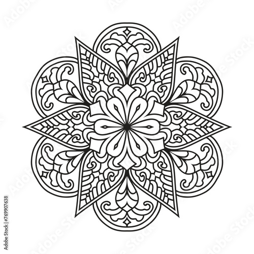 Mandala for  adult coloring book. Outline round mandala circle coloring page