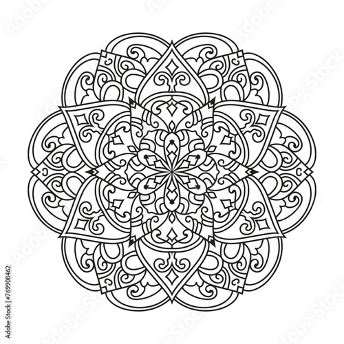 Mandala for  adult coloring book. Outline round mandala circle coloring page