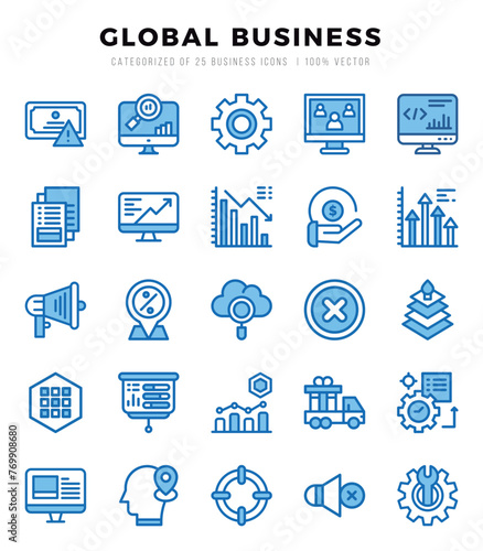 Global Business Icon Bundle 25 Icons for Websites and Apps