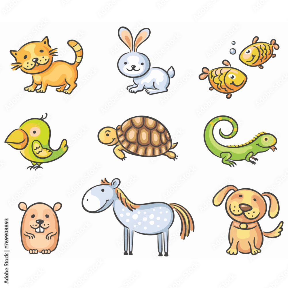 Fototapeta premium Hand drawn animals cartoon