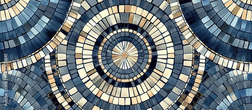 Abstract circular mosaic pattern in hand-drawn style for fabric and print design.