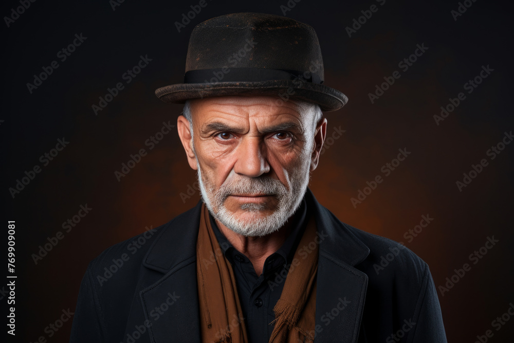 Portrait of a wise elderly latin man with a gray beard