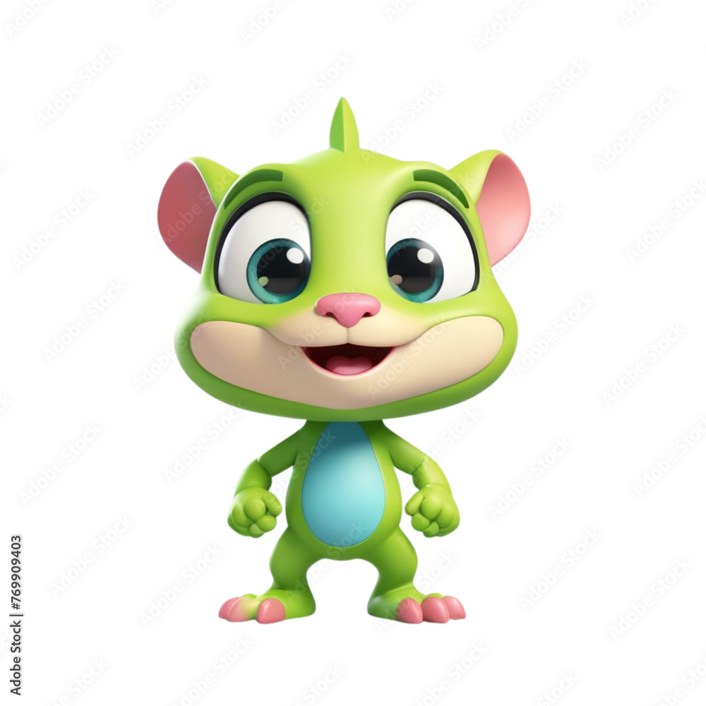 3d rendering of cartoon monster on Isolated transparent background png. generated with AI