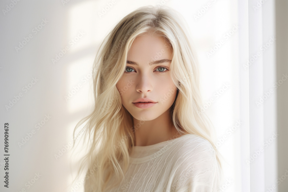 Portrait of a stylish young woman with long blond hair Portrait of a stylish young woman with long blond hair