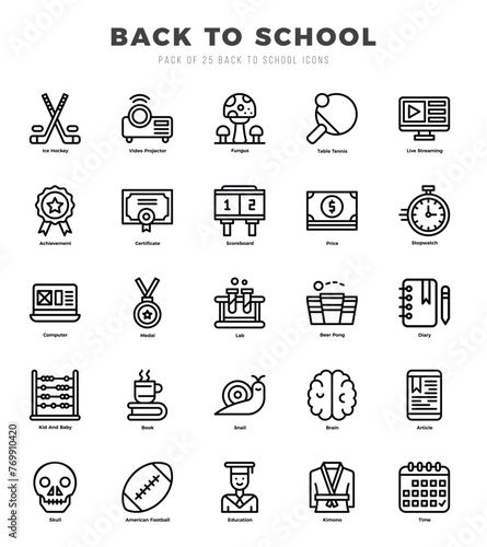 Set of Back To School icons. Vector Illustration.