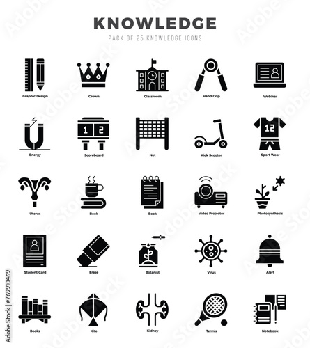 Knowledge web icons in Glyph style.