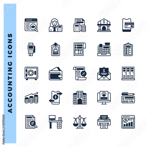 25 Accounting Lineal Fill icons pack. vector illustration.