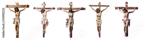 Collection of Jesus Christ on the cross, cut out, isolated on transparent background. AI generated.
