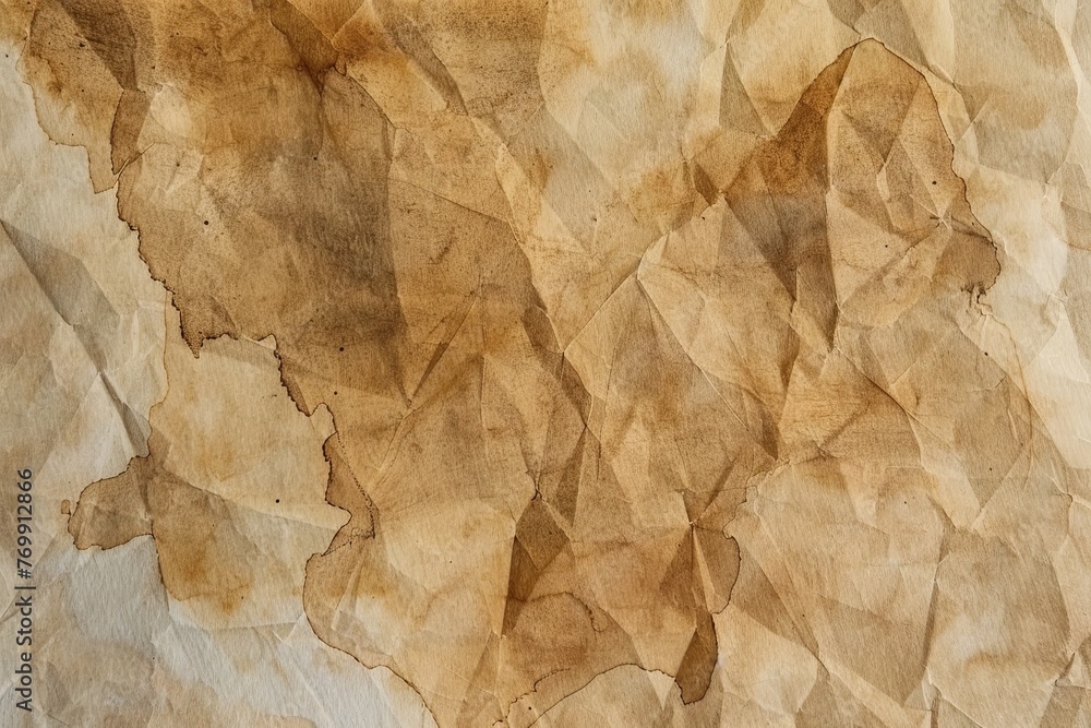 A vintage parchment paper texture background with space for text or design. The beige color of the old, aged paper creates an antique and nostalgic atmosphere.  - obrazy, fototapety, plakaty 