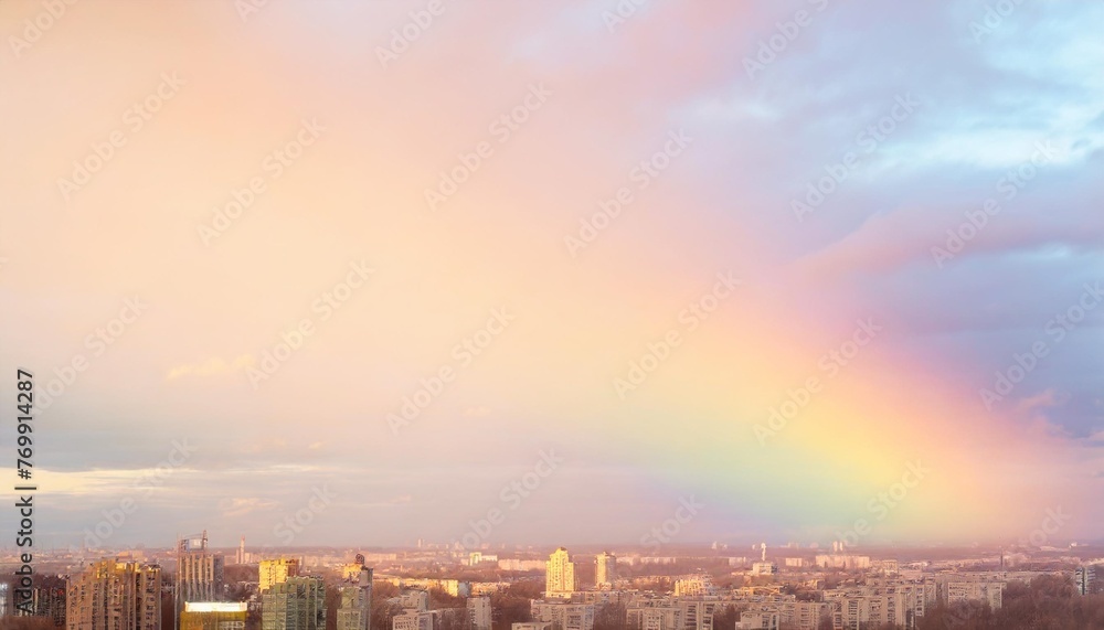 rainbow toned blurred city lights in pastel background