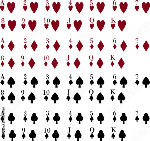 All suits of a deck of playing cards 