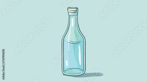 Cartoon doodle of a glass bottle flat cartoon vacto