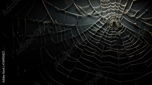 spider web in dark background for halloween or horror concept