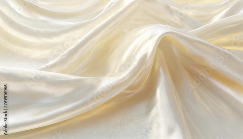 white silk satin fabric with softly wrinkled waves white 3d plain cloth with wrinkles luxury white background