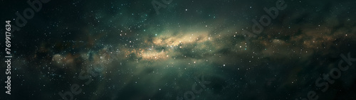 Cosmic Canvas: Greenish Milky Way Against a Black Background