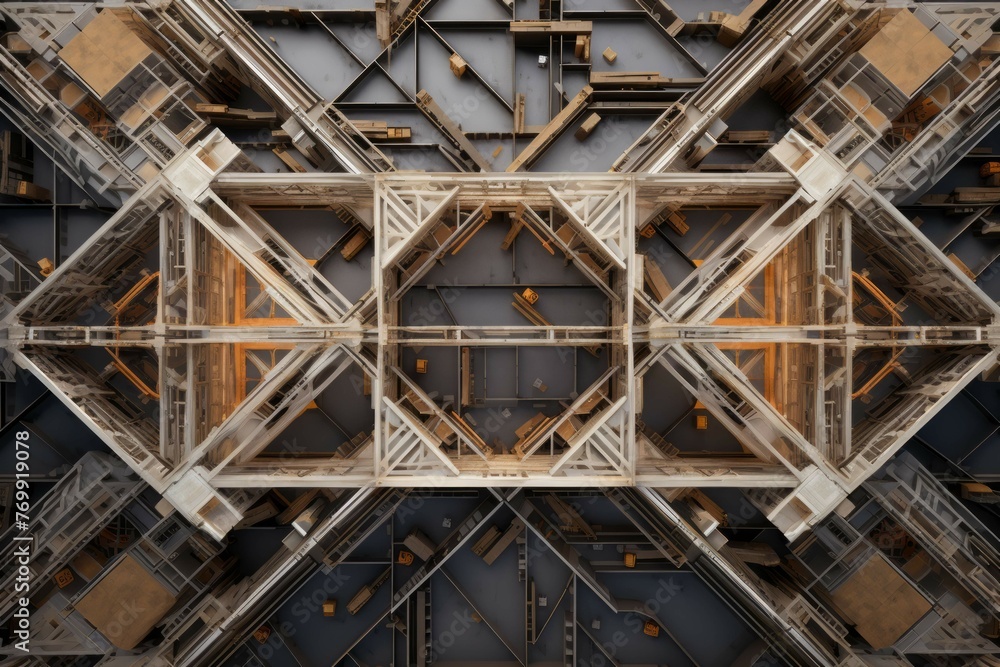 Symmetrical patterns in a construction site from above Symmetrical patterns in a construction site from above
