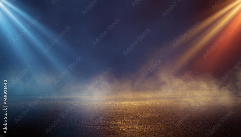 dark empty space blue and red neon spotlight wet asphalt smoke night view industrial rays abstract dark texture of an empty background with copy space mock up design