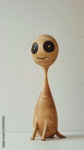 A Korean-style wooden toy monster in a charming, handcrafted design. Little extraterrestrial wooden monster with a unique appearance. Ideal toy for collector or decoration.