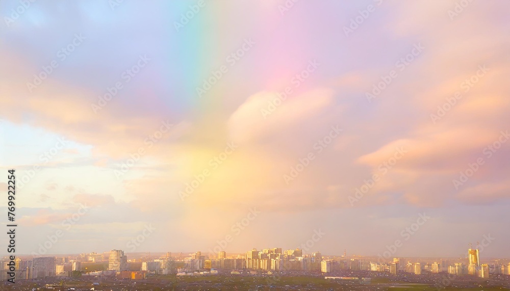 rainbow toned blurred city lights in pastel background