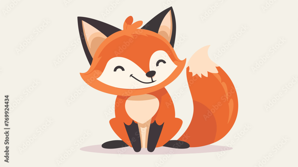 Cartoon happy fox flat cartoon vactor illustration