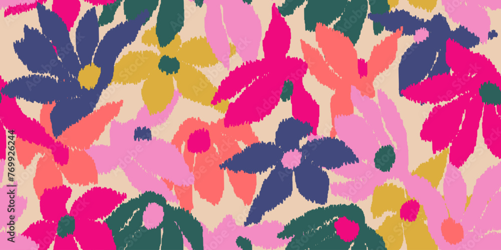 Exotic hand drawn flowers, seamless patterns embroidery style with floral for fabric, textiles, wrapping paper, cover, wall art, home decor, abstract backgrounds. Vector illustration. Exotic hand drawn flowers, seamless patterns embroidery style with floral for fabric, textiles, wrapping paper, cover, wall art, home decor, abstract backgrounds. Vector illustration.
