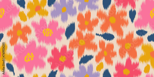 Exotic hand drawn flowers, seamless patterns embroidery style with floral for fabric, textiles, wrapping paper, cover, wall art, home decor, abstract backgrounds. Vector illustration.