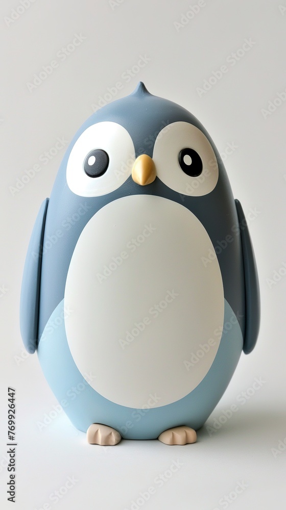 Fototapeta premium A Korean-style wooden toy penguin in a charming, handcrafted design. Wooden penguin with a unique appearance. Ideal toy for collector or decoration.