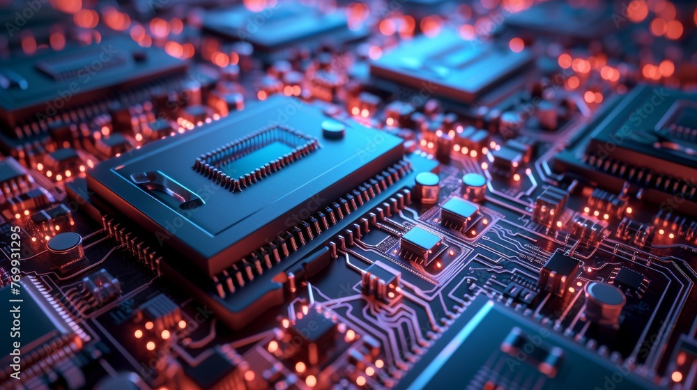 Circuit Board with many CPU Processors in the server room of the data center. Microchips Starting Artificial Intelligence Digitalization of Neural Networking, Cloud Computing Data Digital Move Circuit Board with many CPU Processors in the server room of the data center. Microchips Starting Artificial Intelligence Digitalization of Neural Networking, Cloud Computing Data Digital Move