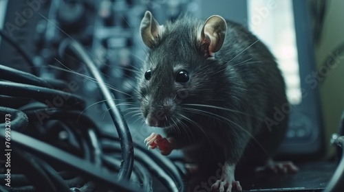 A problem-causing rat was eating an electrical cable AI generated image