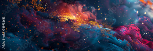 Abstract Cosmic Nebula - Vibrant Interstellar Clouds in Space