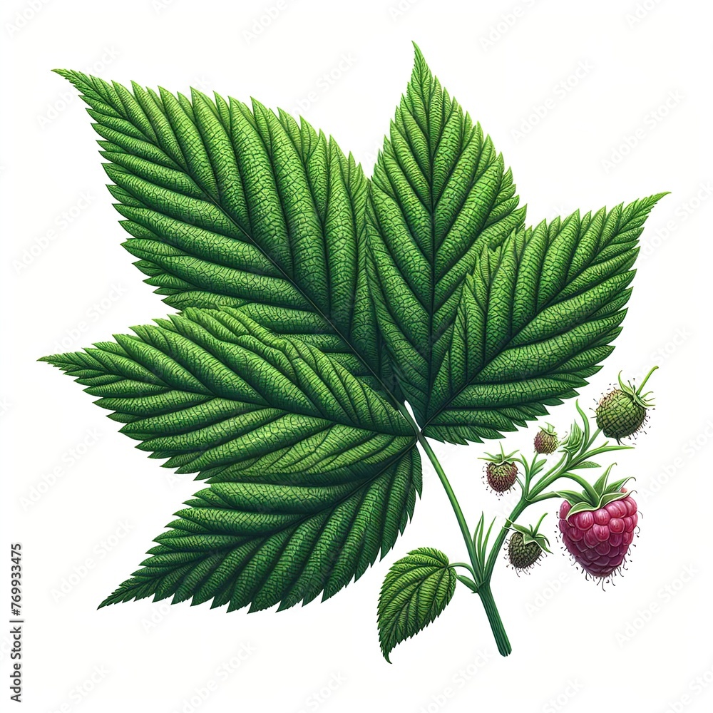 Rubus idaeus (Raspberry Leaf) - obrazy, fototapety, plakaty 