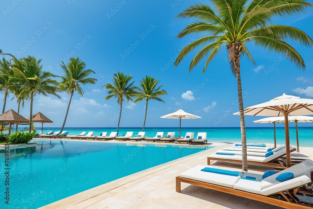 Horizon of joy: Where luxury meets nature at the beach resort and a unique pool in a hot country Horizon of joy: Where luxury meets nature at the beach resort and a unique pool in a hot country