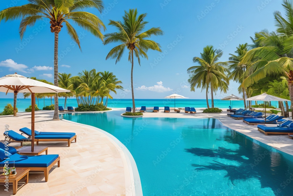 Horizon of joy: Where luxury meets nature at the beach resort and a unique pool in a hot country Horizon of joy: Where luxury meets nature at the beach resort and a unique pool in a hot country