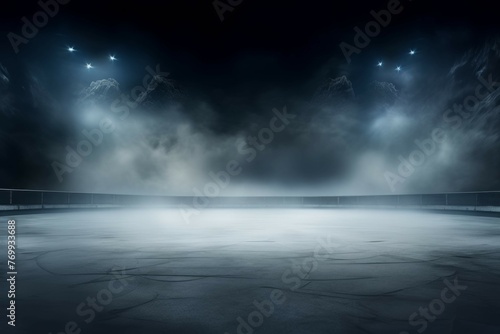 an image of an ice rink with smoke on it