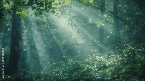 Atmosphere: A dense forest with sunlight filtering through the canopy