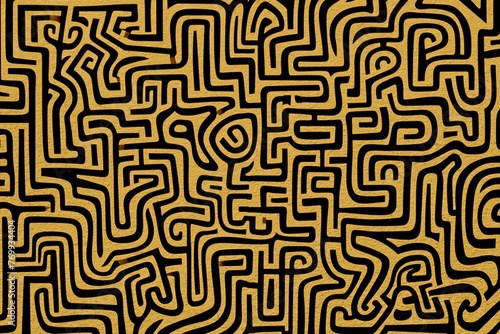 Black and Yellow Pattern on Yellow Background