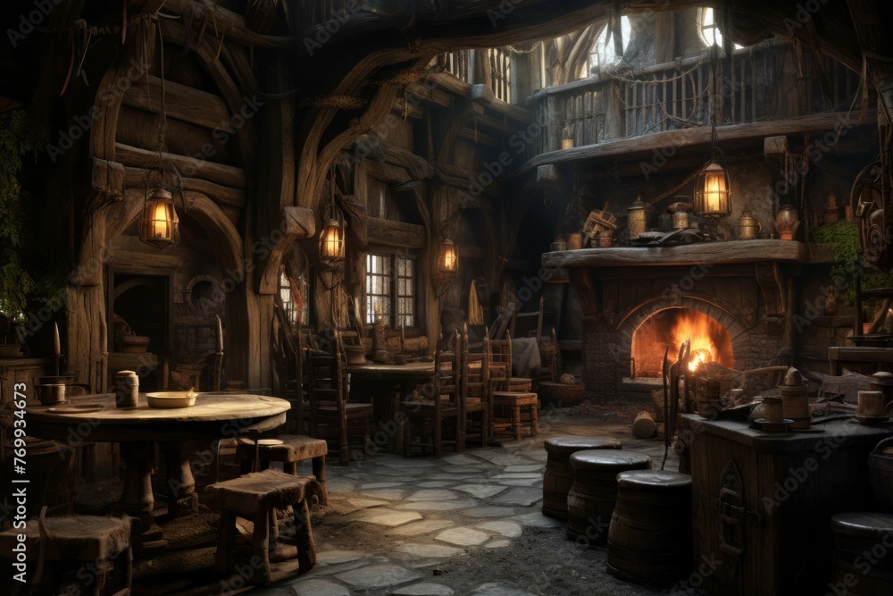 the interior of one of the lords of middle earth's pub
