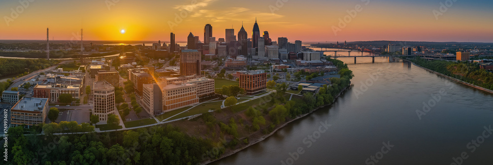 Naklejka premium American City Panorama evoking Saint Paul City