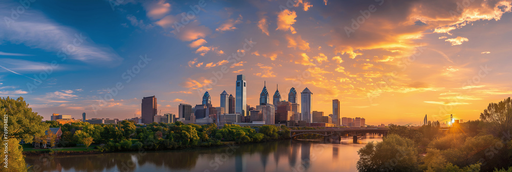 American City Panorama evoking Philadelphia City