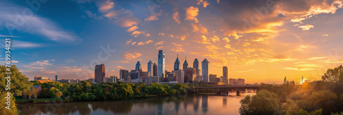 American City Panorama evoking Philadelphia City