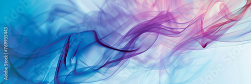 Abstract Colorful Smoke Waves on Blue Gradient Background