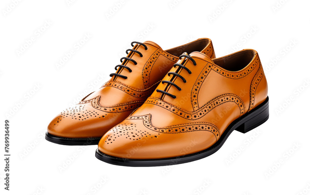 A pair of stylish brown shoes standing elegantly on a clean white background