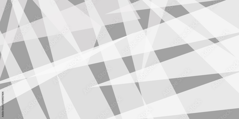 Abstract background with white and gray and geometric style with simple lines and corners, polygons as background geometric style. Space design concept. Decorative web layout or poster, banner.