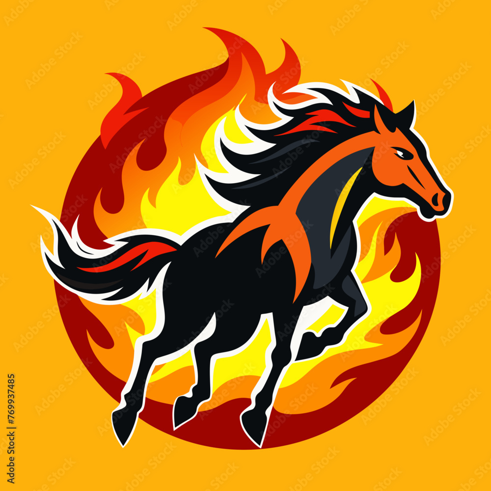 Fototapeta premium horse, animal, vector, stallion, illustration, farm, 