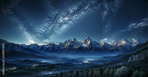 Beautiful night landscape mountains © AlenKadr