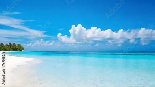 Tranquil Beach Paradise  Perfect for Summer Escapes. Space for text.