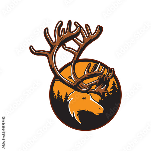 forest deer logo design illustration